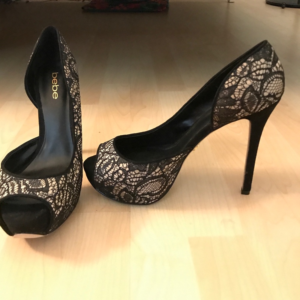 Bebe trinity lace heels
